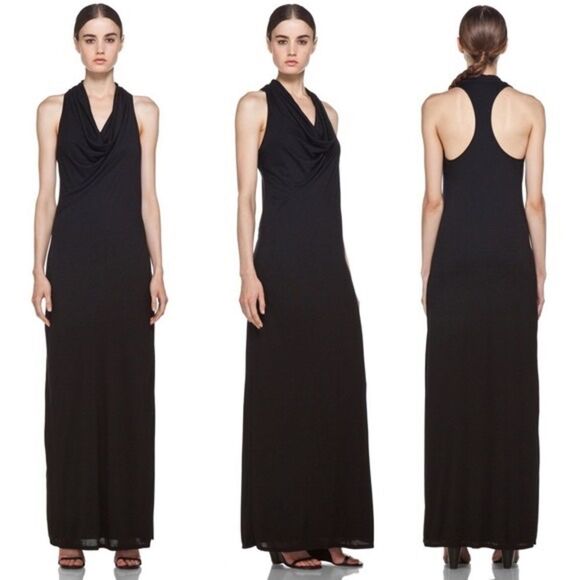 Helmut by Helmut Lang Black Kinetic Cowl Neck Maxi Dress Size M - Picture 1 of 8